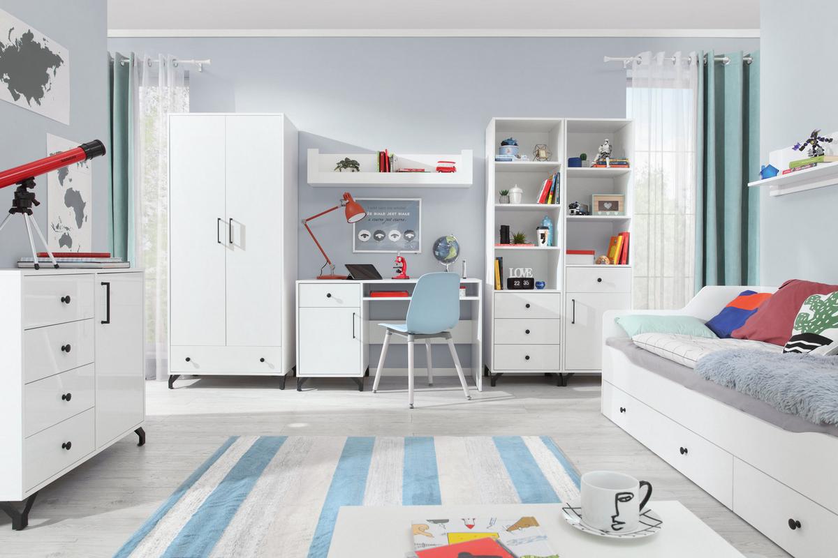 BÜCHERREGAL LANZA 50x40x190 cm, Regal Weiß - Weiß, Holzwerkstoff (50/190/40cm) - MASSENO