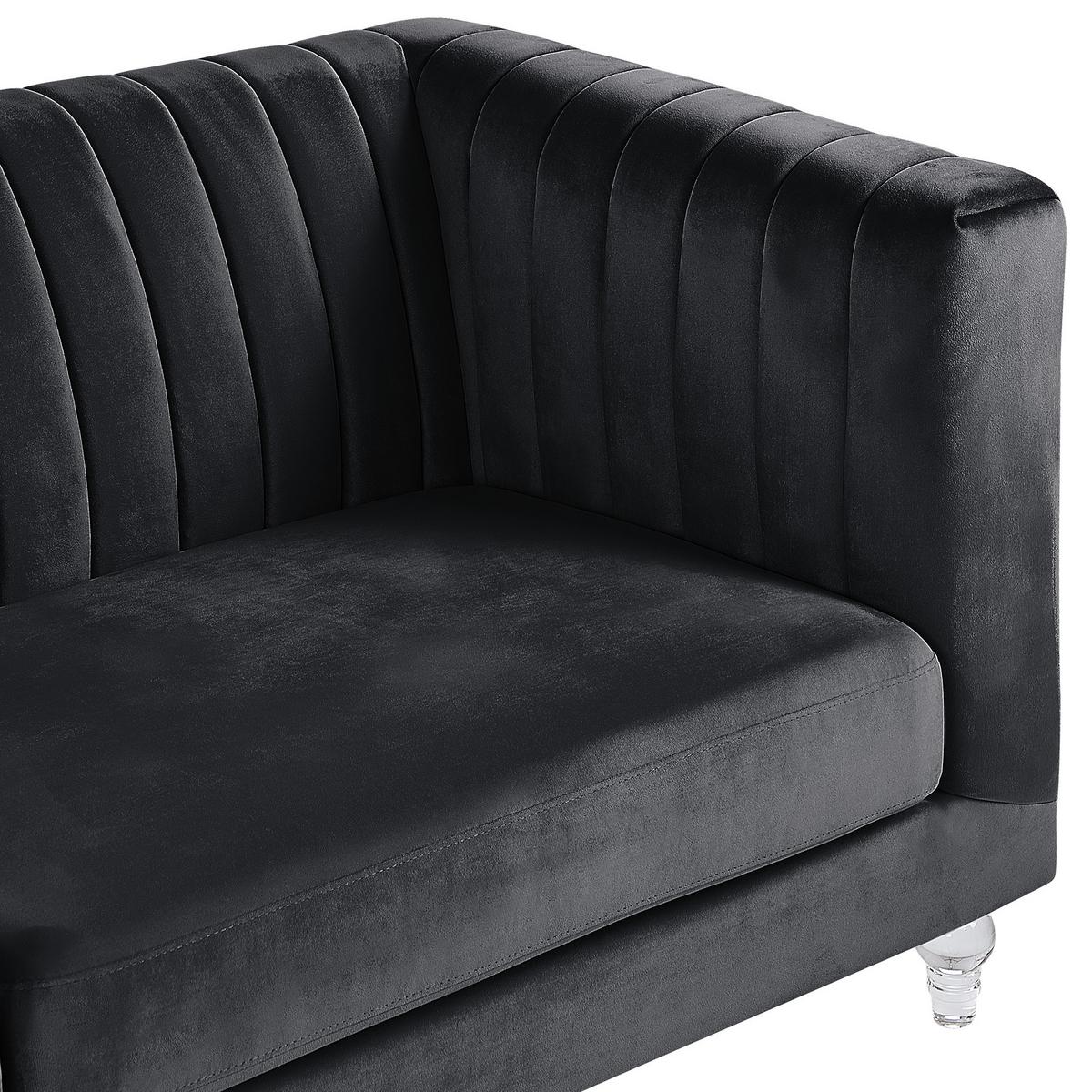 3-SITZER-SOFA Samtstoff Schwarz Arvika - Schwarz, Textil (204/75/78cm) - Beliani