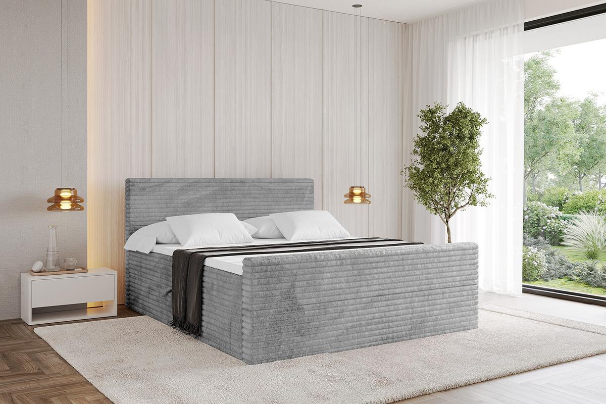 BOXBETT mit Matratze H3 und Lattenrost - TOLO-Z-v1 - 120x200 Cord - Hellgrau - Hellgrau, Holzwerkstoff (120/200cm)
