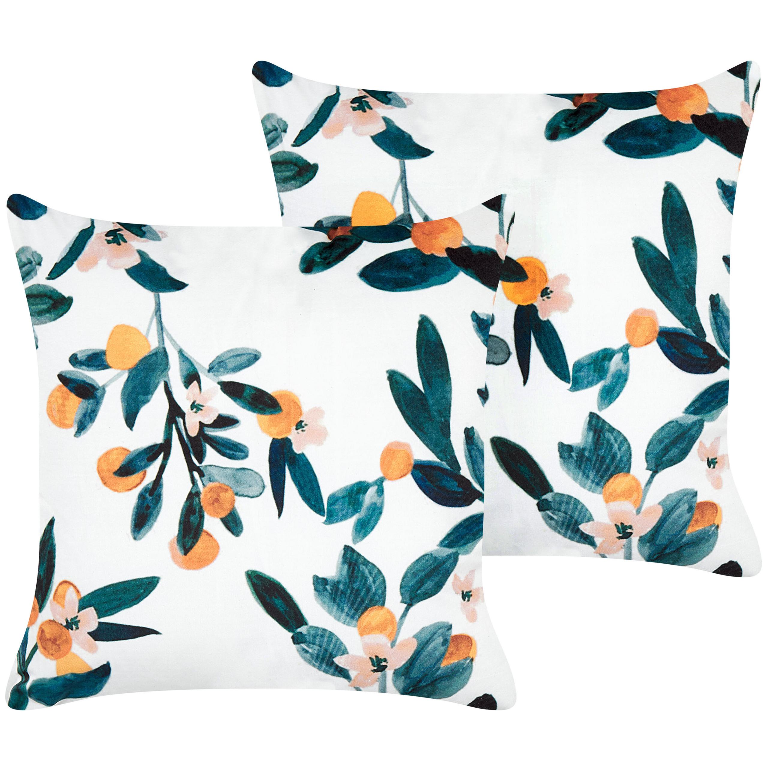 DEKOKISSEN 2er-Set Blaugrün 45/45 cm Knautia - Türkis, Textil (45/45cm) - Beliani