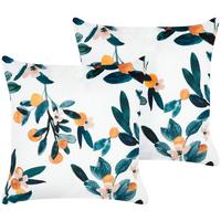 DEKOKISSEN 2er-Set Blaugrün 45/45 cm Knautia - Türkis, Textil (45/45cm) - Beliani