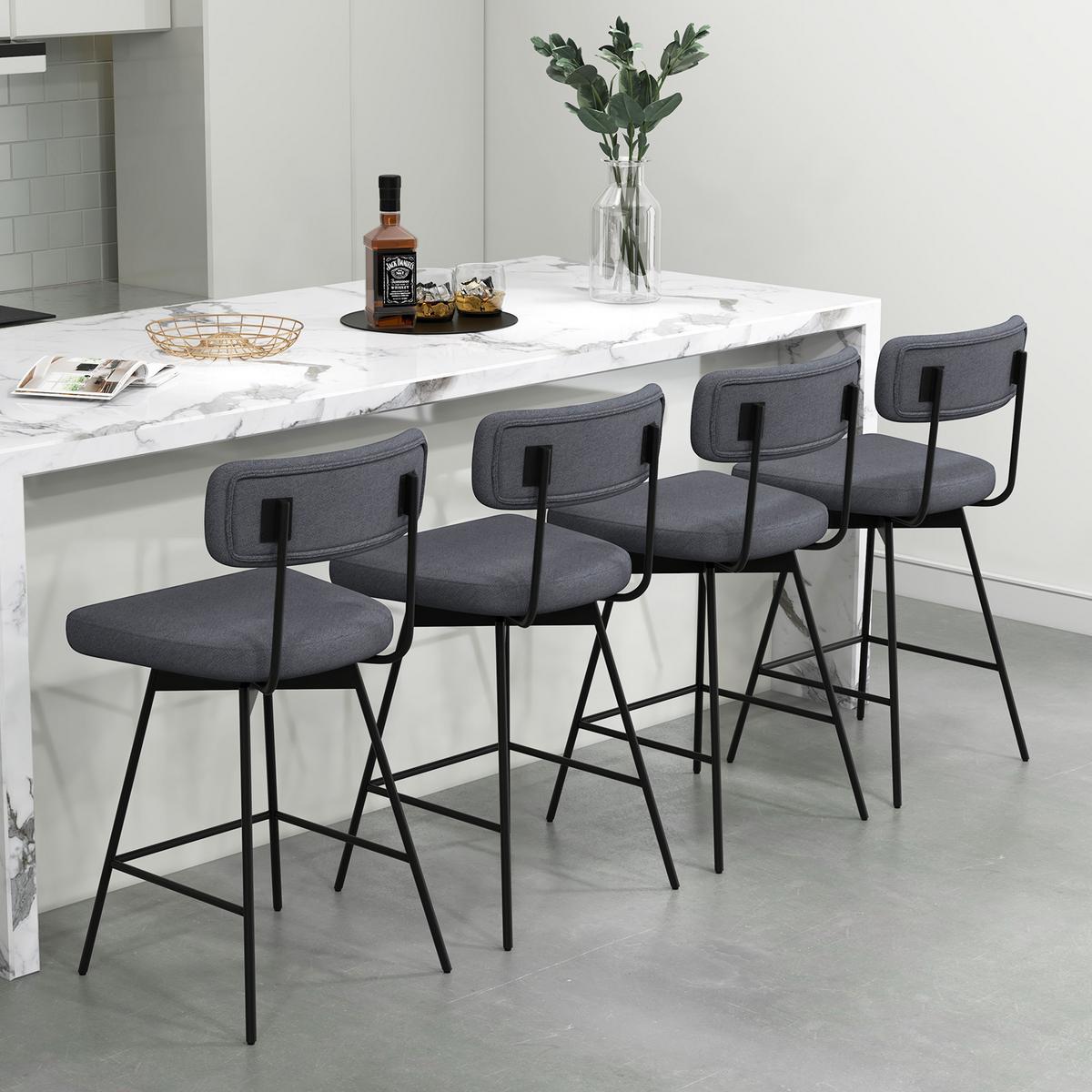 BARHOCKER Grau(2er-Set) - Grau, Metall (51/90.5/47cm) - COSTWAY