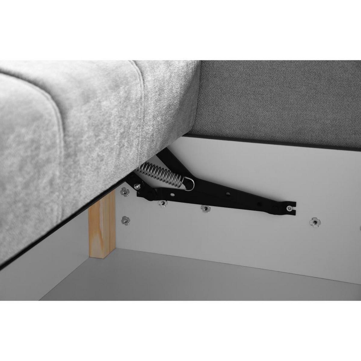 ECKSCHLAFSOFA Mori graphit - Graphitfarben/Schwarz, Kunststoff/Textil (250/155cm) - Beautysofa
