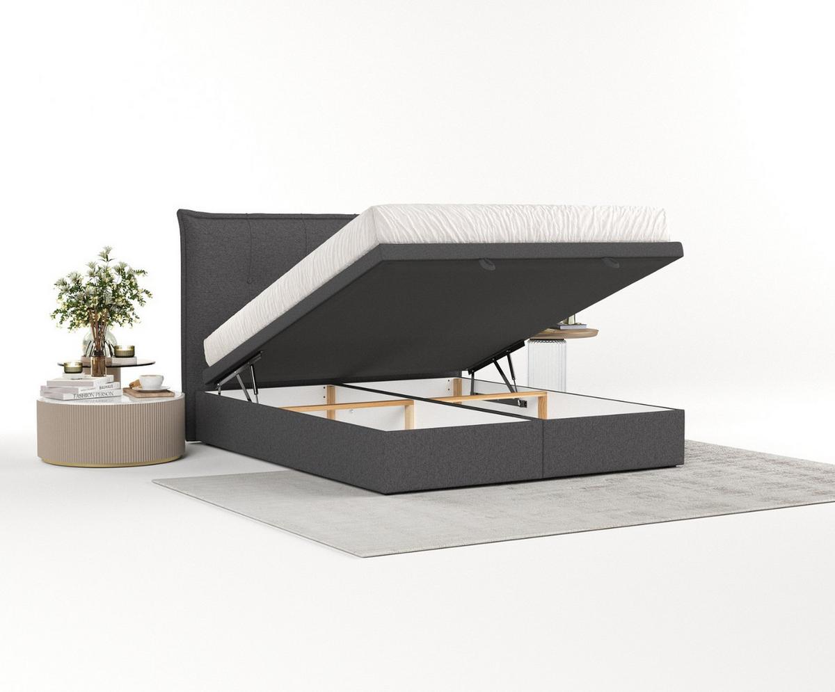 POLSTERBETT Liano mit Stauraum 120/200 cm Anthrazit im Megan Stoff - Anthrazit/Schwarz, Holz/Holzwerkstoff (120/200cm) - AltaBeds