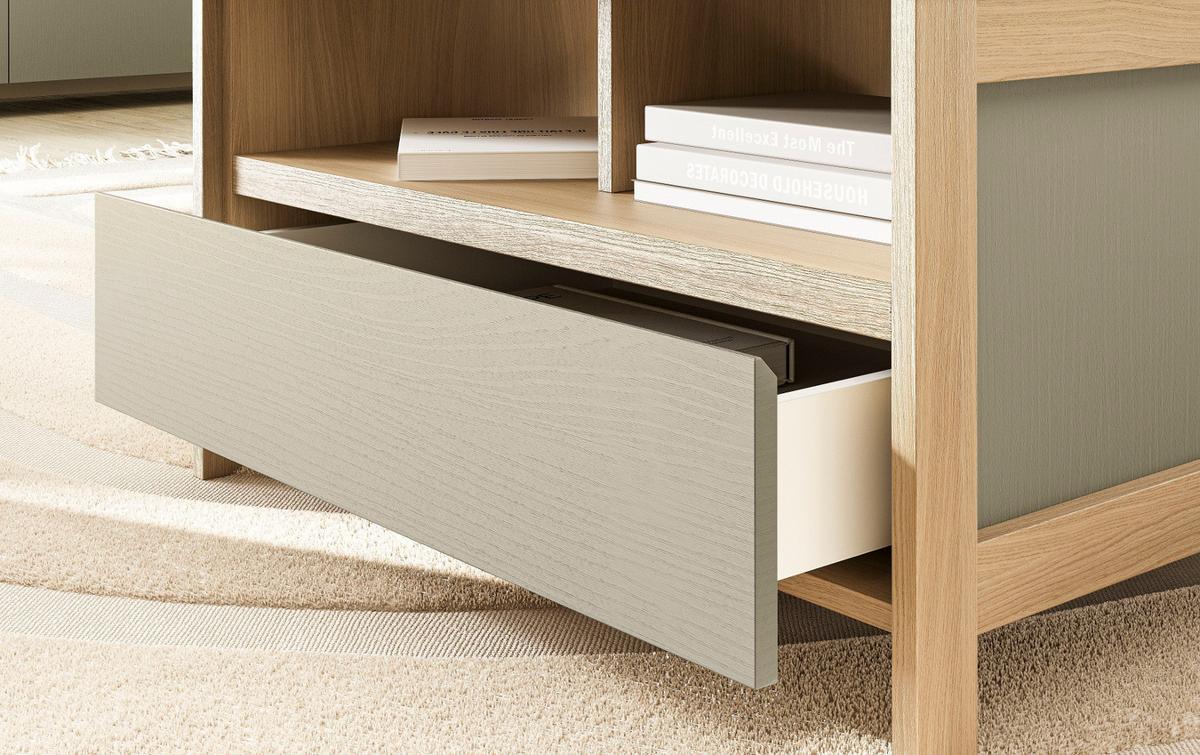 COUCHTISCH Salbei, Eiche, Beistelltisch skandinavisch 80 x 60 cm, Soft-Close - Salbeigrün/Eichefarben, Holzwerkstoff/Metall (46/60/80cm) - Furn.Design