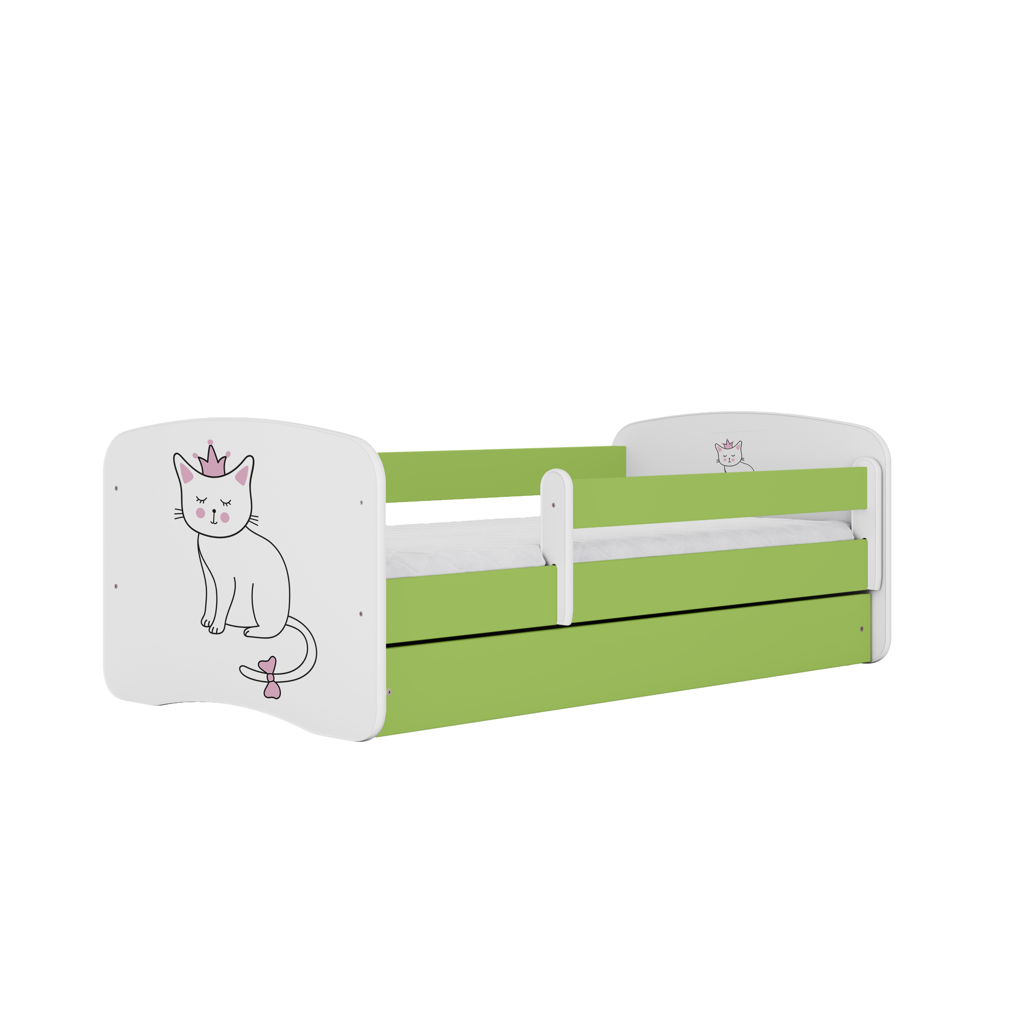 KINDERBETT Katze mit Schublade und Matratze 160/80 - Grün, Holzwerkstoff (80/160cm) - RAUMHIRSCH FURNITURE