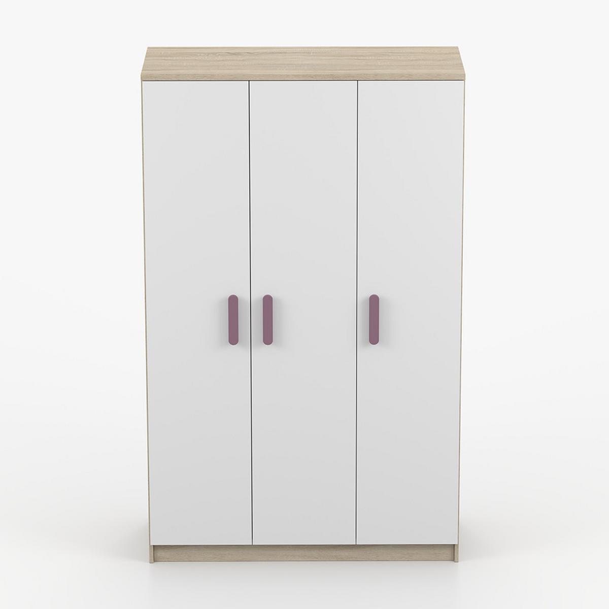 KLEIDERSCHRANK Jonas III 2D 19, 120/192/50, 3-türig, Sonoma-Eiche - Violett/Sonoma Eiche, Holzwerkstoff (120/194/50cm) - imoebel24