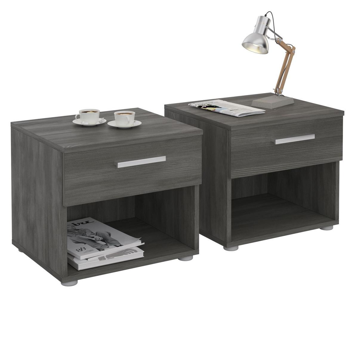 NACHTTISCH MARY 2ER-SET - Eschefarben, Holzwerkstoff (42/38/30cm) - CARO-Möbel