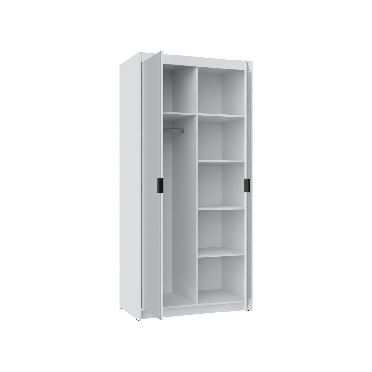 KLEIDERSCHRANK Storicos Weiß 89,7/190,5/53 cm - 2T Modern mit Spiegel - Weiß, Holzwerkstoff/Kunststoff (89.7/190.5/53cm) - AX Living
