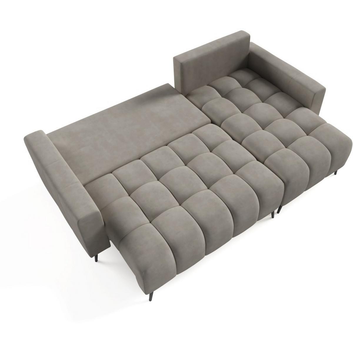 ECKSCHLAFSOFA Denver im Veloursstoff, Dunkelbeige - Greige/Schwarz, Textil (232/148cm) - Beautysofa