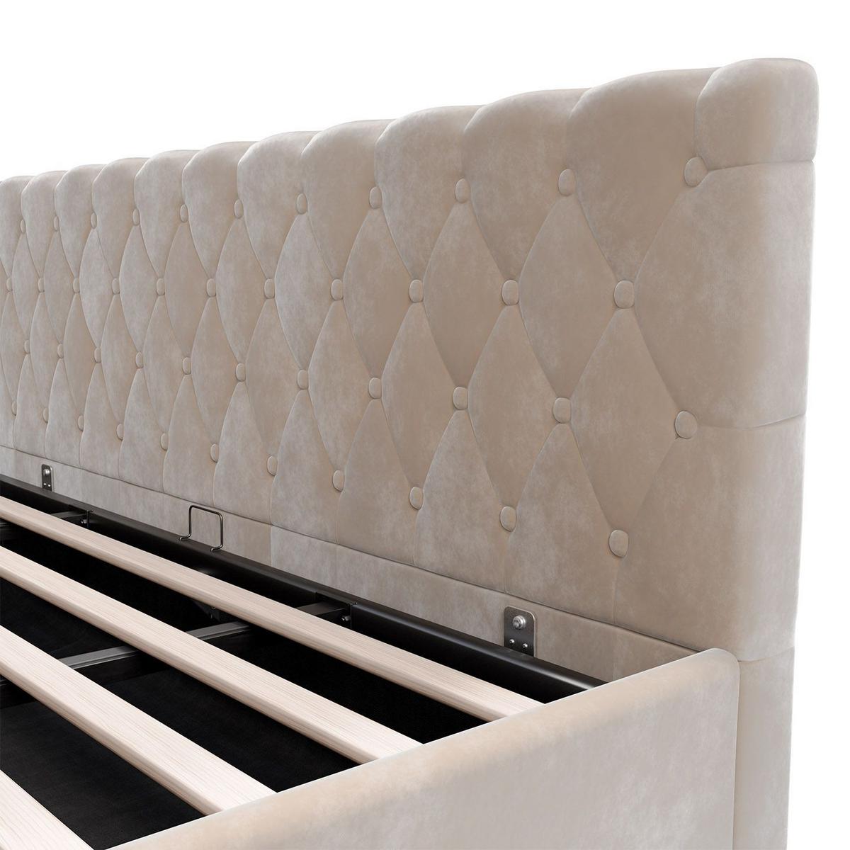 POLSTERBETT Nizza beige 180x200 cm mit Matratze - Beige, Holzwerkstoff (180/200cm) - Juskys