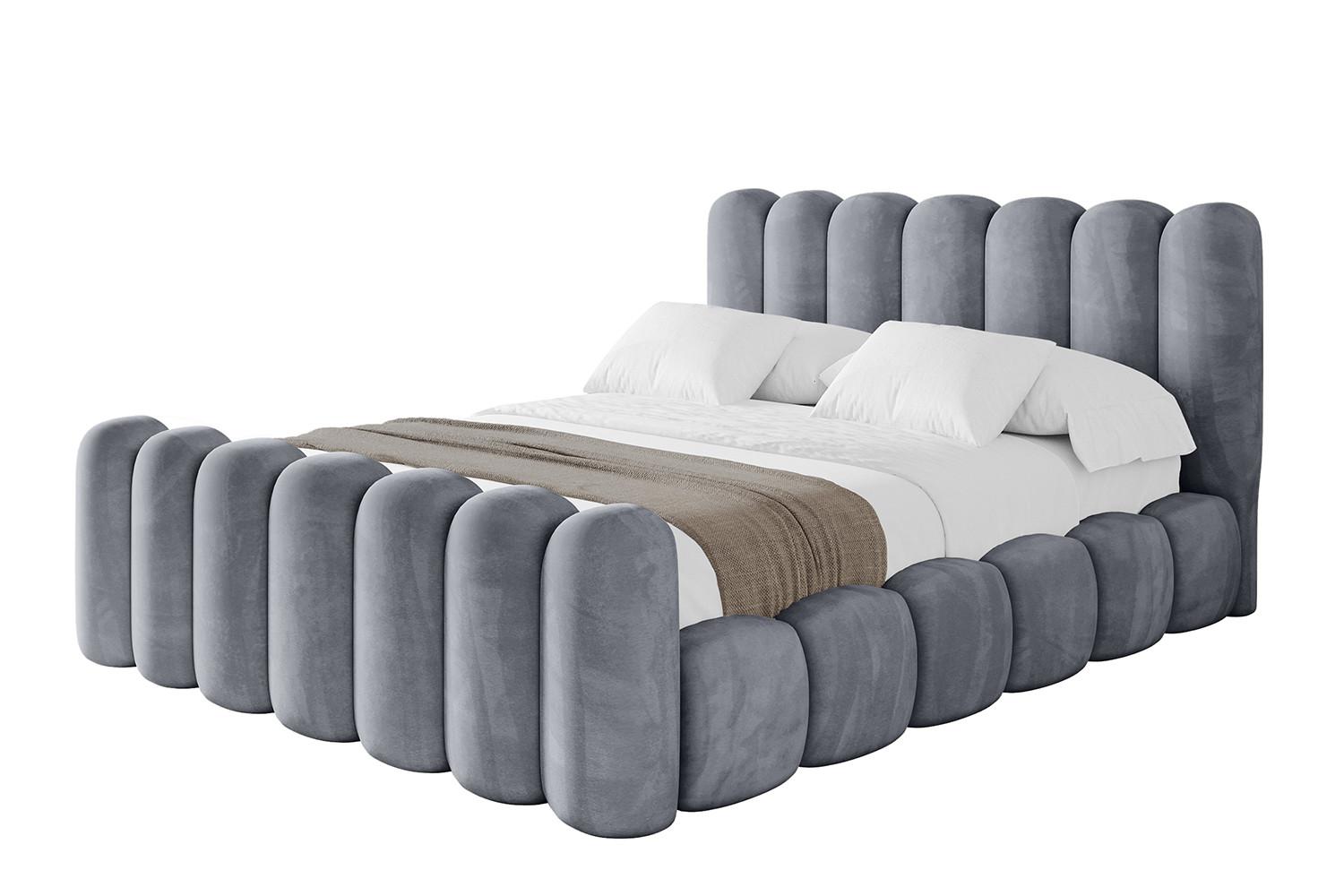 POLSTERBETT mit Bettkasten, Fußteil und Lattenrost, Boxbett ohne Matratze - SENA-Z 120x200 Grau - Grau, Holzwerkstoff/Textil (120/200cm) - ALTDECOR