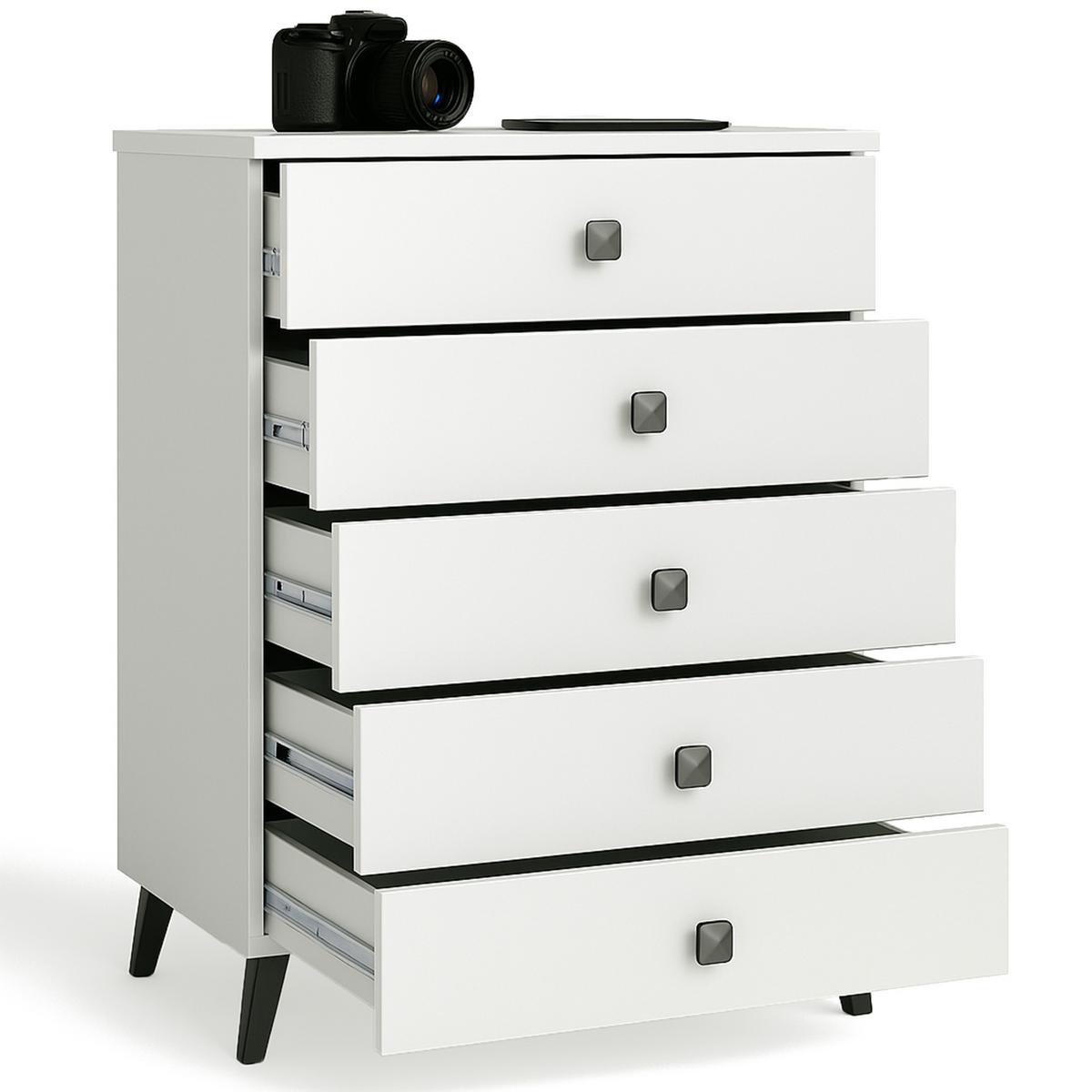 KOMMODE Weiß, Schwarz 89/60/37 - Schwarz/Weiß, Holzwerkstoff (60/89/37cm) - RAUMHIRSCH FURNITURE