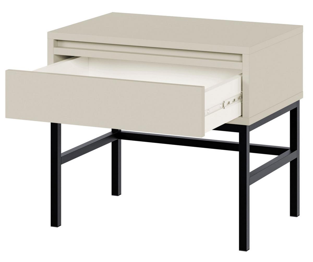 NACHTSCHRANK Evo Graubeige mit Metallgestell 50 cm - Greige/Schwarz, Holzwerkstoff/Metall (50/44/34cm) - Selsey
