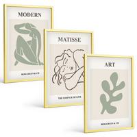 BILDER SET 3er Set - 40x60 cm Goldrahmen - Stilvolles Design mit Pflanzenmotiven - Goldfarben, Kunststoff (40/60cm) - TULUP