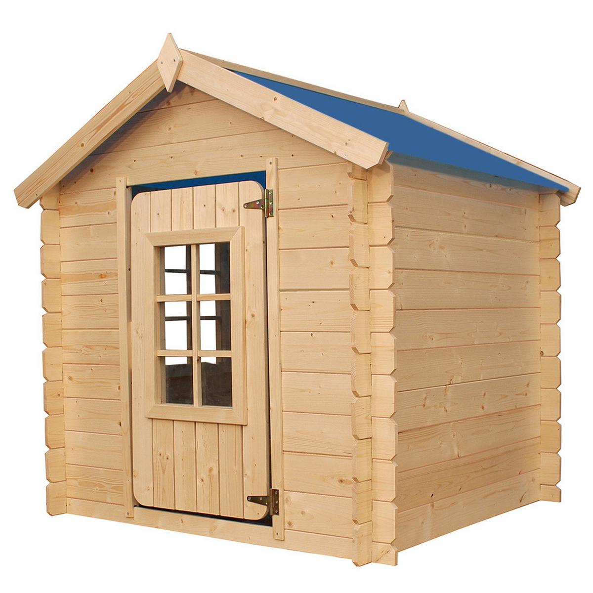 KINDERSPIELHAUS aus Holz - 111x113xH121 cm/0.9 m2 - M570M-1 - Beige, Holz (114/121/111cm) - Timbela
