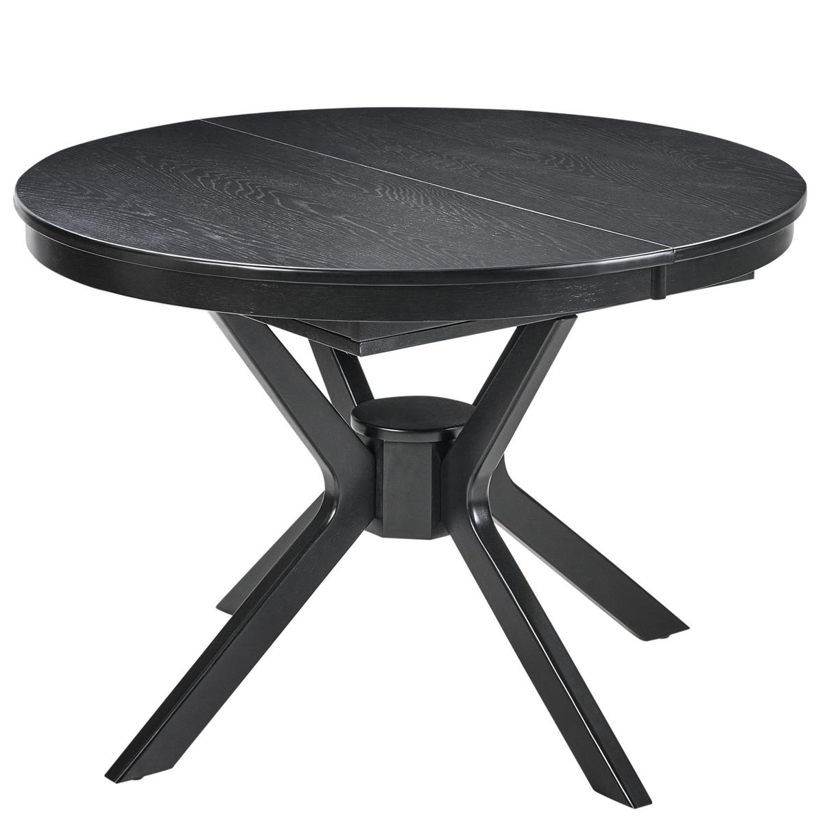 ESSTISCH ausziehbar Schwarze Eiche 107-137/107 cm Tymis - Schwarz, Holzwerkstoff (107/107/76cm) - Beliani