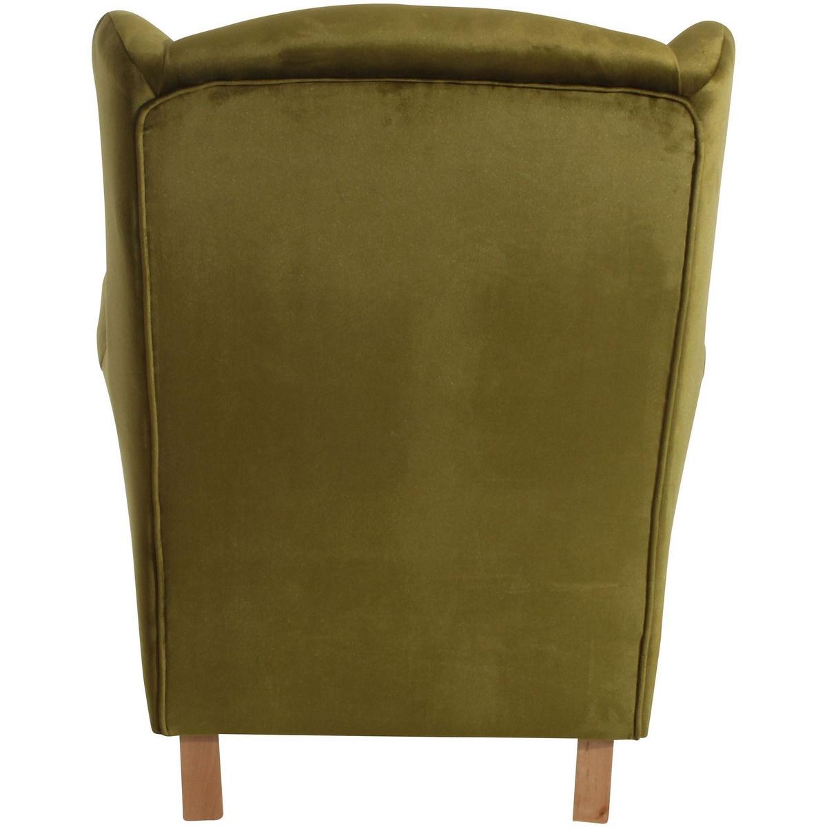 OHRENSESSEL Karlen Bezug Samtvelours Buche natur / oliv - Buchefarben/Olivgrün, Kunststoff (86/103/77cm) - 58aufmkessel