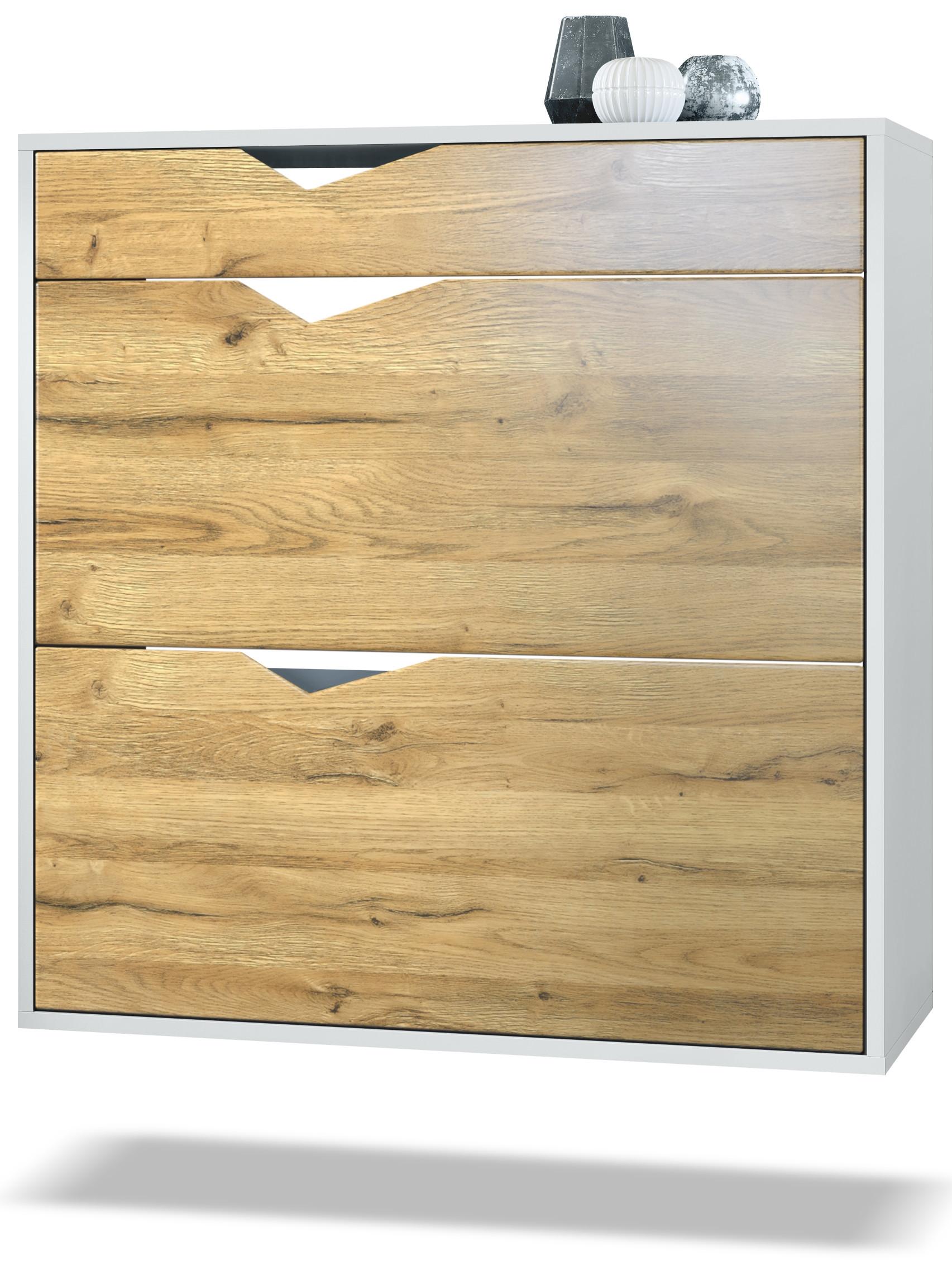 SCHUHSCHRANK Kolmio Fronten in Eiche Natur - Eichefarben, Holzwerkstoff (85/87/33cm) - Vladon