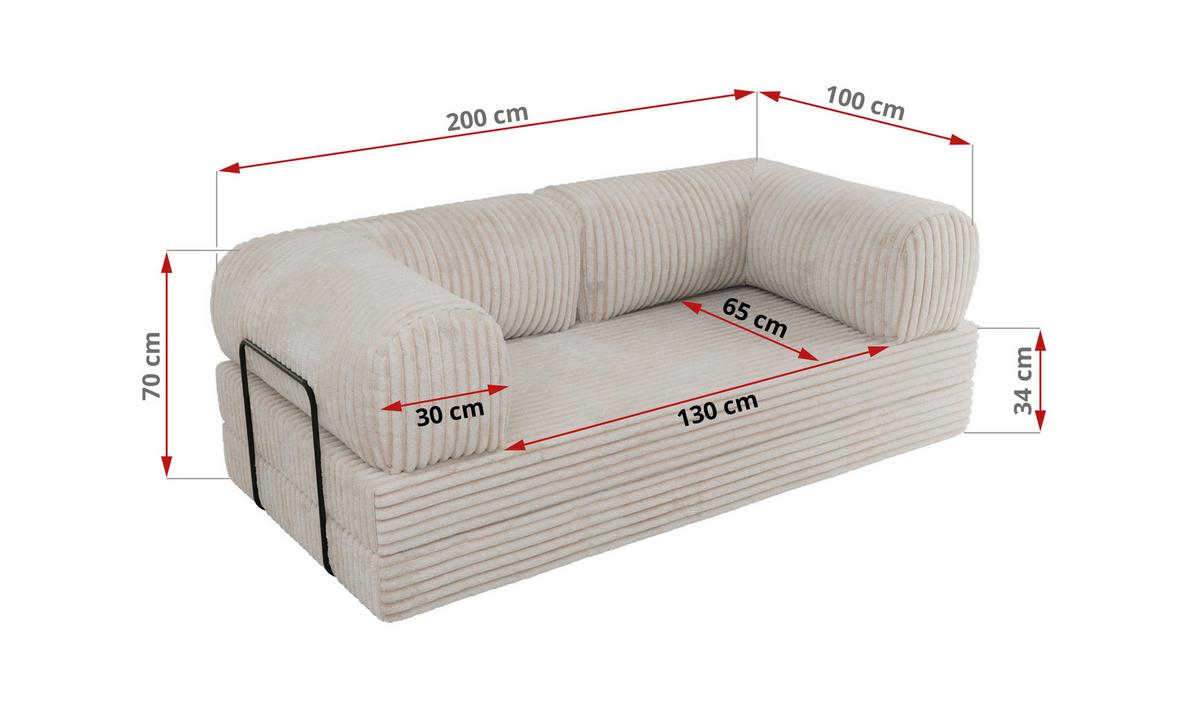 3-SITZER SOFA ORSETTO - Beige Cord - Beige/Schwarz, Textil/Metall (200/70/100cm) - MKS