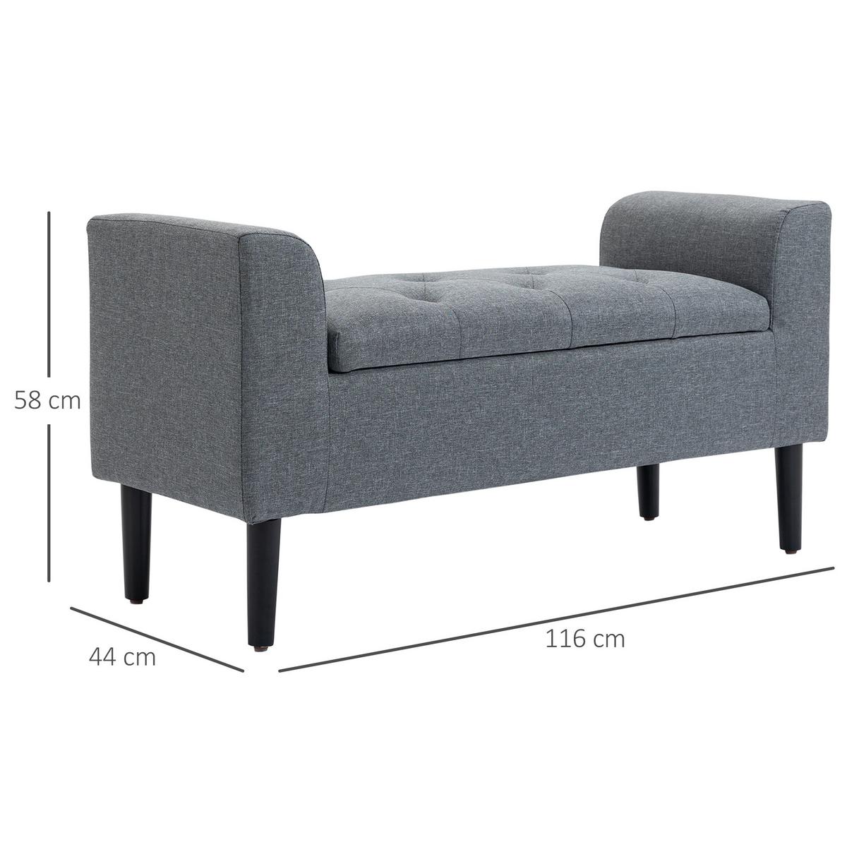 SITZBANK Polyester Gummiholz Hellgrau Schwarz - Hellgrau, Kunststoff (44/58/116cm) - HOMCOM