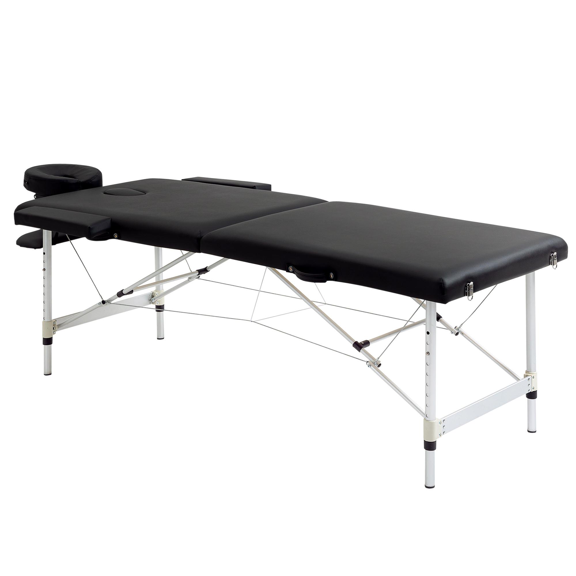MASSAGELIEGE Kunstleder Aluminium Schwarz - Schwarz, Metall (90/84/210cm) - HOMCOM
