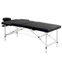 MASSAGELIEGE Kunstleder Aluminium Schwarz - Schwarz, Metall (90/84/210cm) - HOMCOM