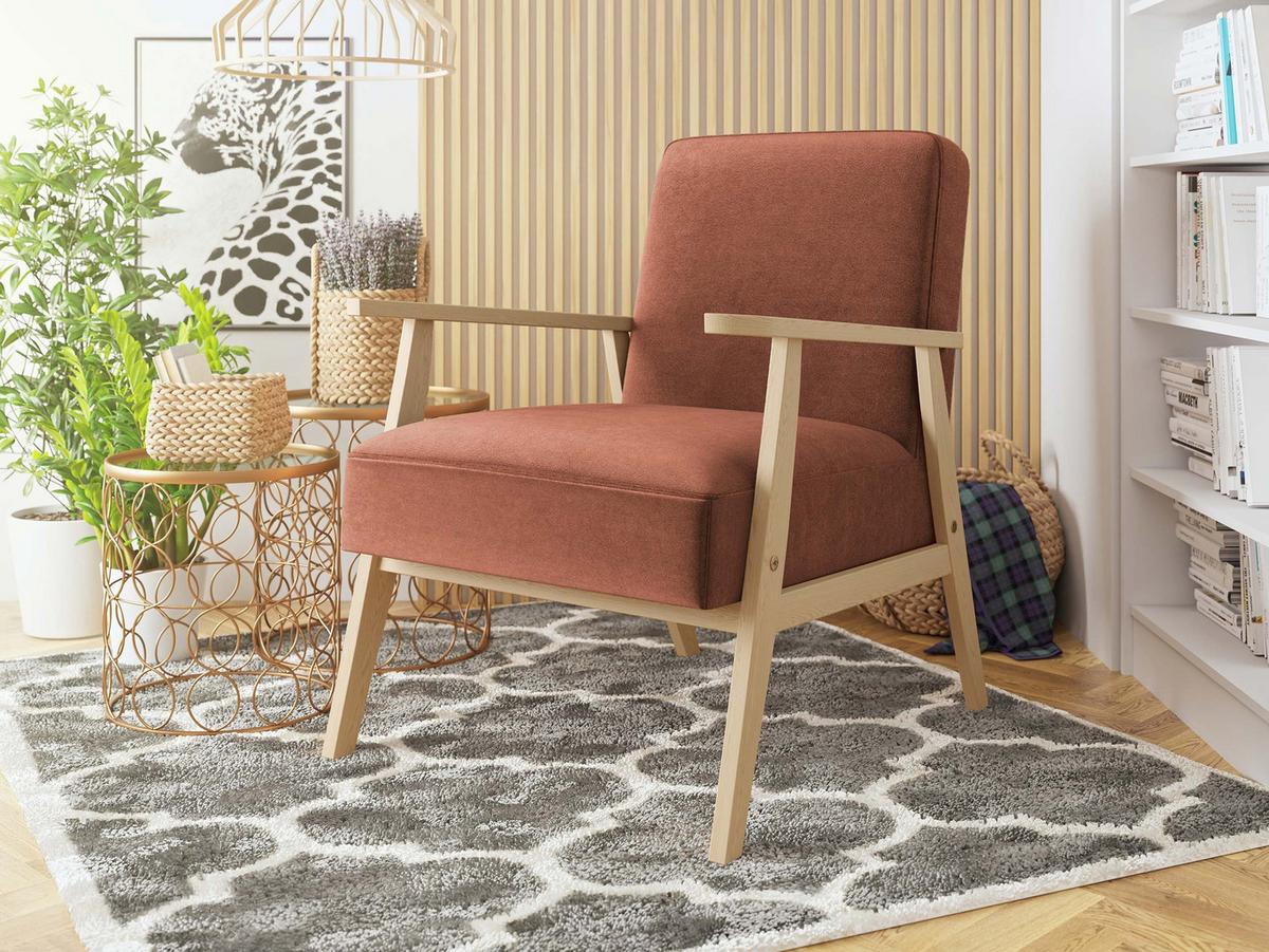 SESSEL Retro - Rosa/Naturfarben, Holz/Textil (59/76/67cm) - MIRJAN24