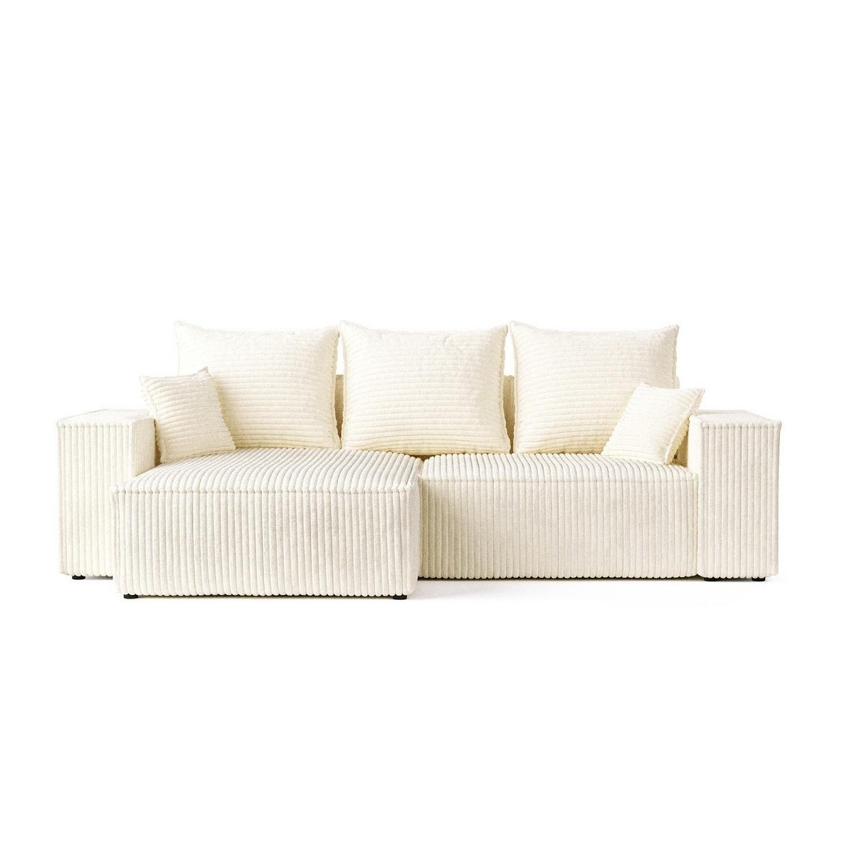 ECKSOFA SENSO mit Schlaffunktion Creme im Tilia Stoff - Creme/Schwarz, Holz/Holzwerkstoff (255/148cm) - AltaBeds