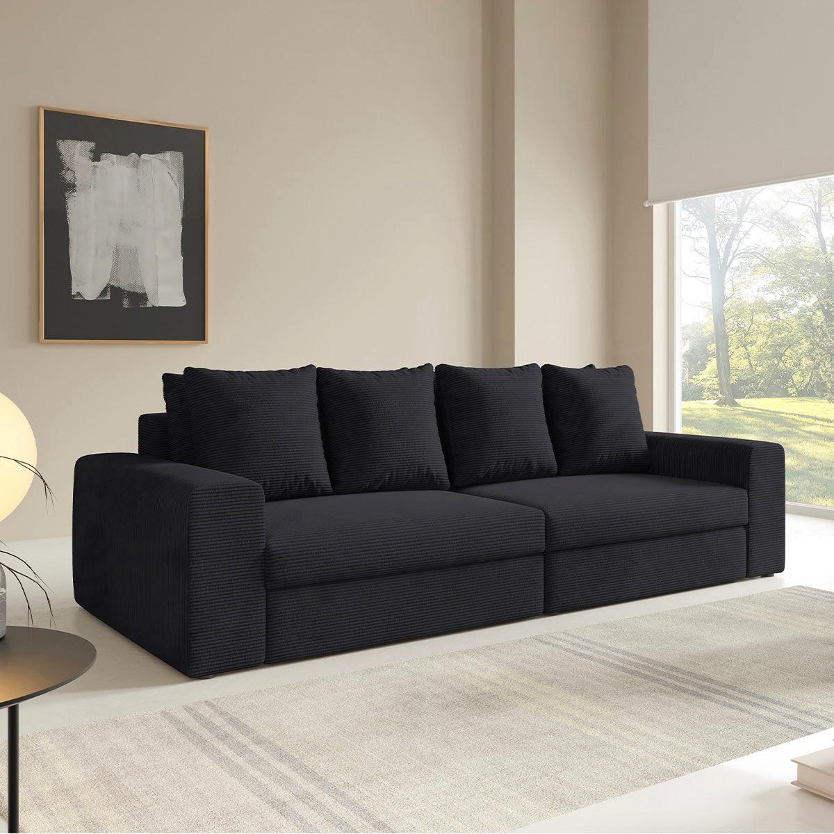 SOFA Paola 3 Sitzplätze Schwarz - Schwarz, Holz (272/86/120cm) - Petits-meubles
