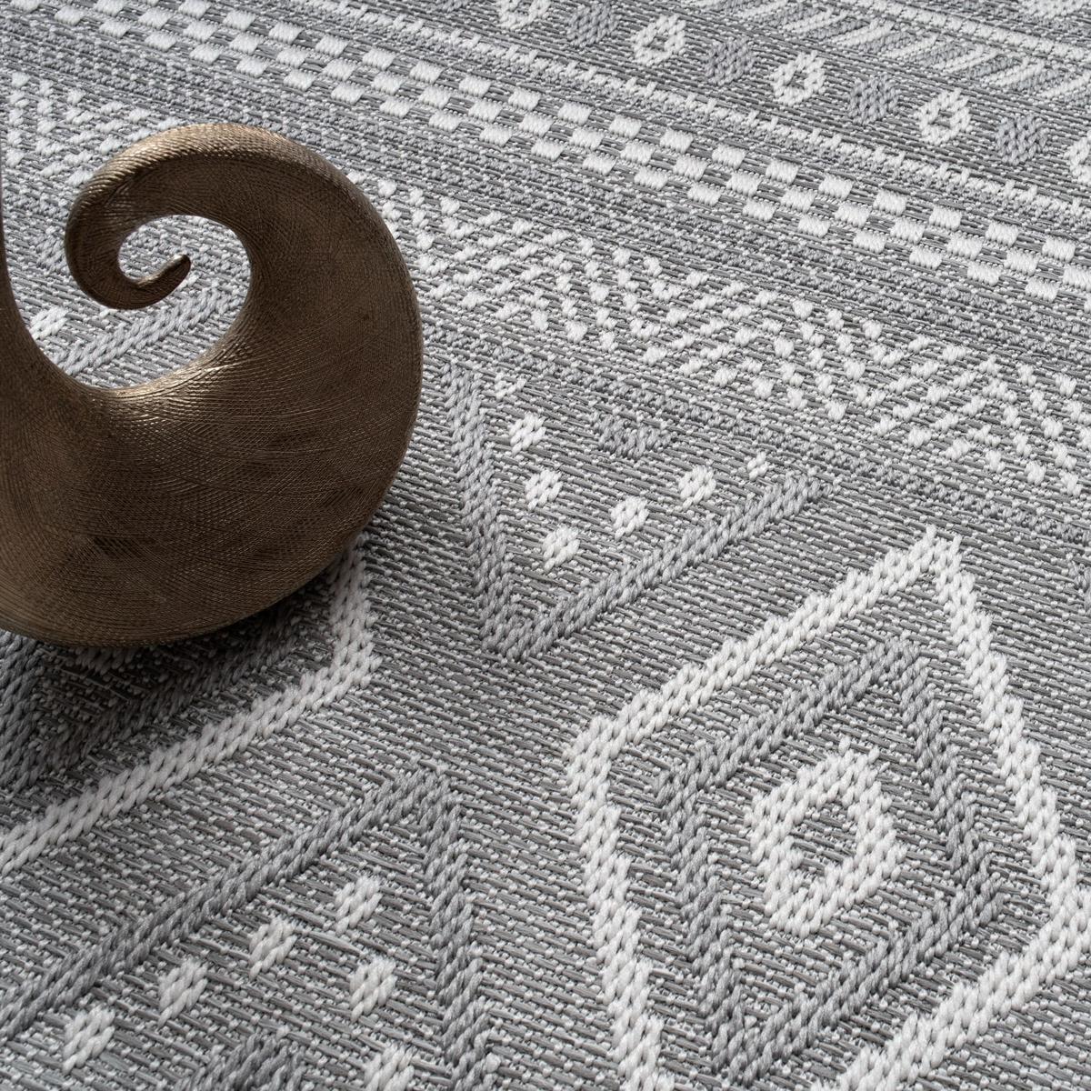 FLACHWEBTEPPICH, mit Rautenmuster, aus Polypropylen, Grau, 240 x 340 cm - Grau, Textil (240/340cm) - KADIMA DESIGN