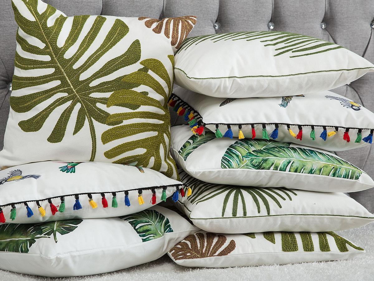 DEKOKISSEN 2er-Set Bunt 45/45 cm Mallow - Multicolor, Textil (45/45cm) - Beliani