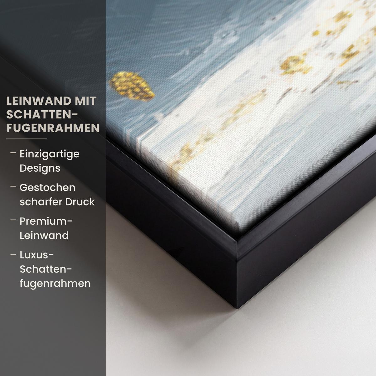 LEINWAND Bilder mit Rahmen - Baum - Winter - Baum des Lebens - Modern - Gold - 120x80 - Goldfarben, Textil (120/80cm) - MuchoWow