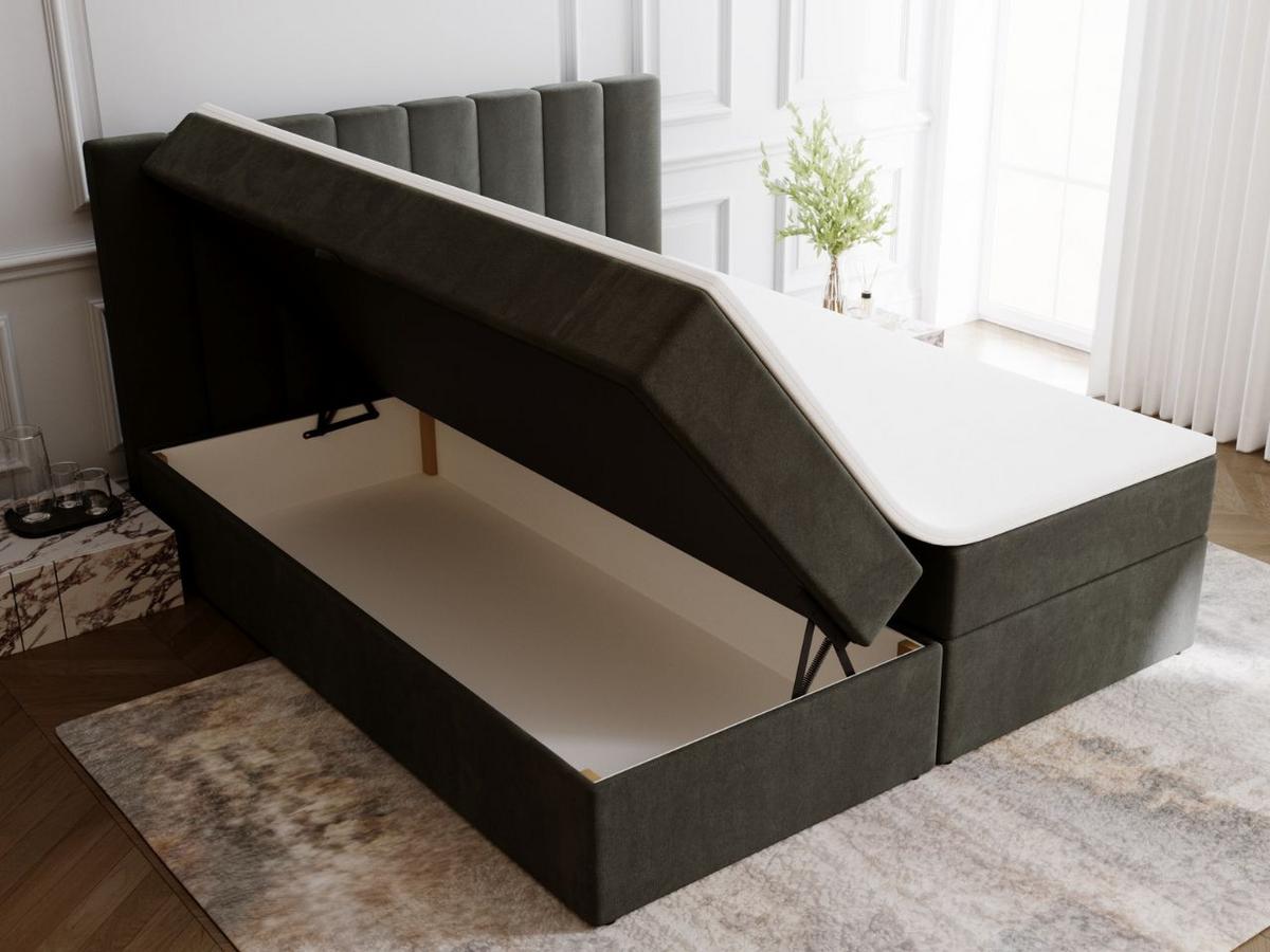 BOXBETT Mocca 160x200 Dunkelgrau - Dunkelgrau, Holz/Textil (160/200cm) - Graingold