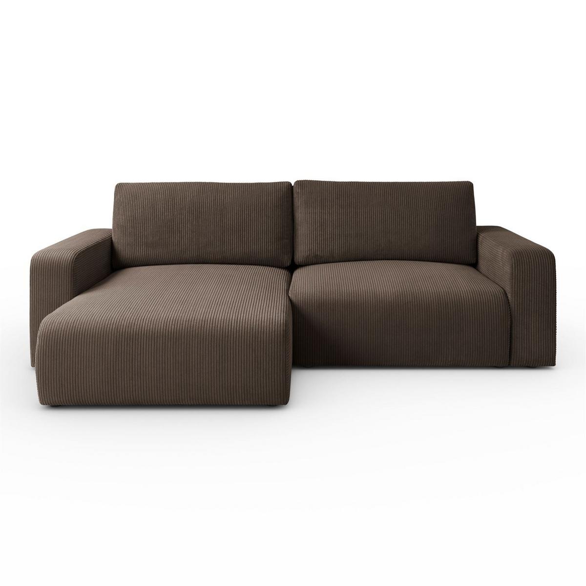 ECKSOFA OPERA L-Form mit Schlaffunktion und Bettkasten, Poso 06 - Braun, Textil (247/143cm) - Lookway
