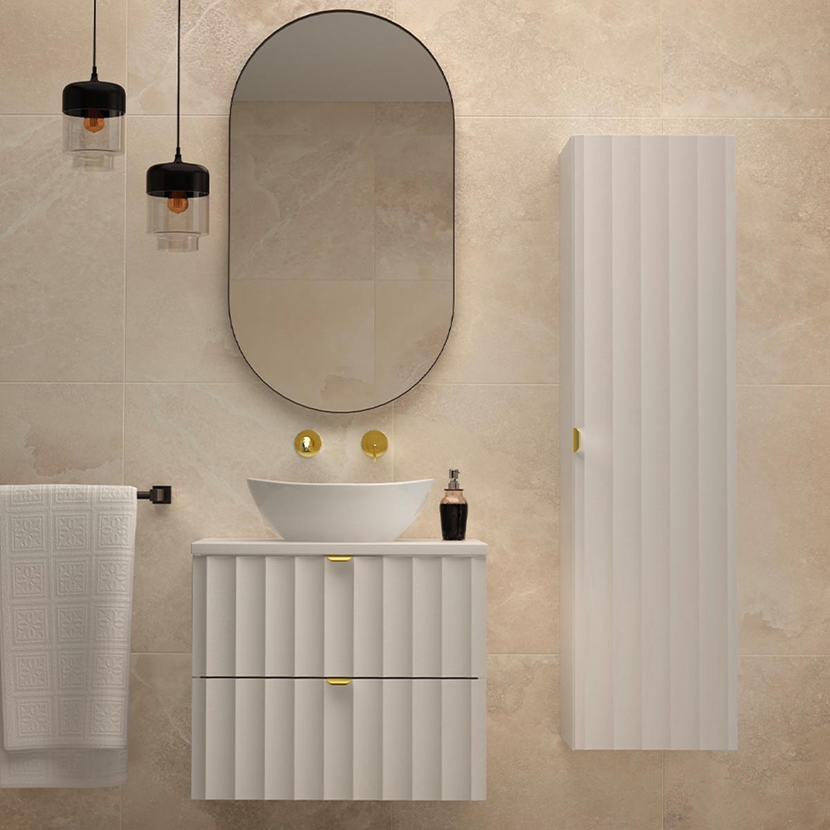 BADMÖBEL 60.6cm Lexa 2er-Set Weiß - Weiß, Holzwerkstoff (60.6/52.2/46.5cm) - Petits-meubles