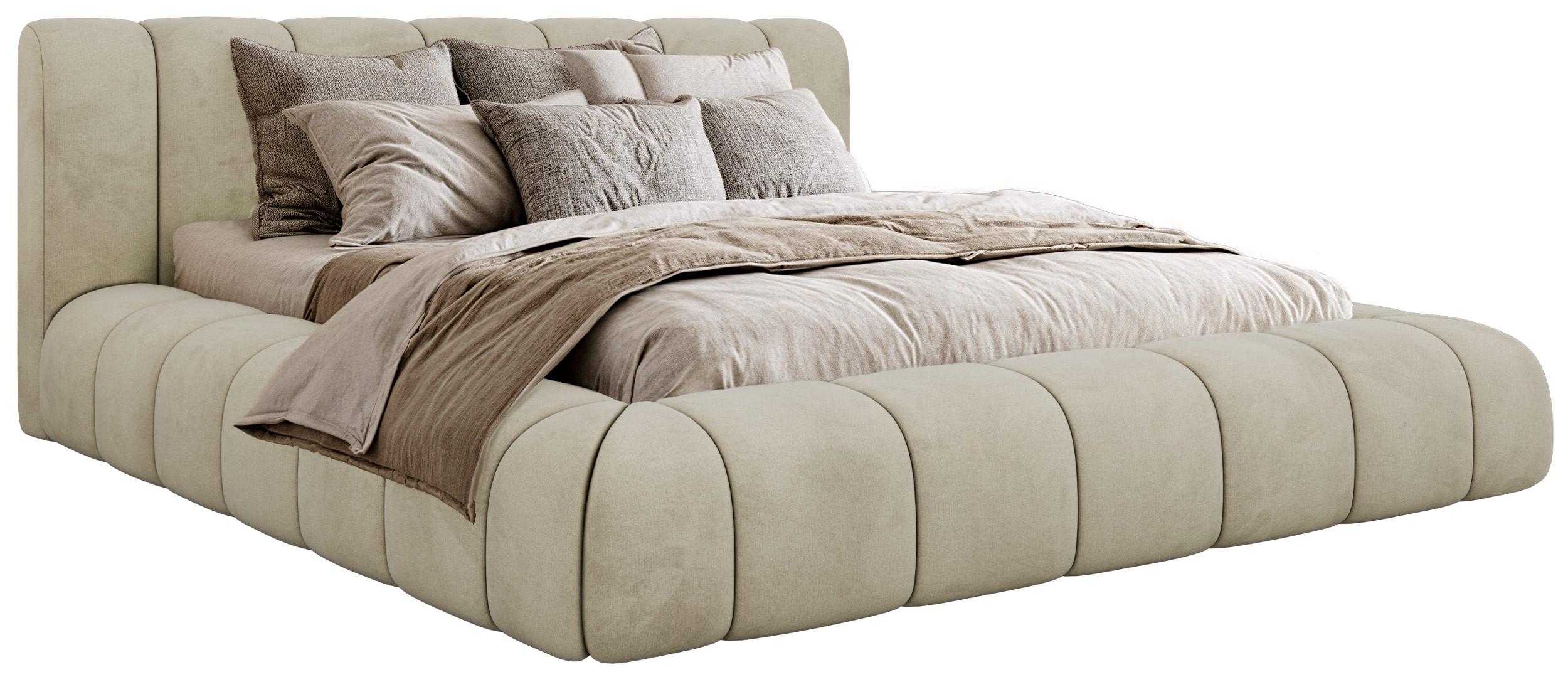 POLSTERBETT NUBEA CLASSIC 160/200 - Beige Velvet - ohne Matratze - Beige, Textil (160/200cm) - MKS