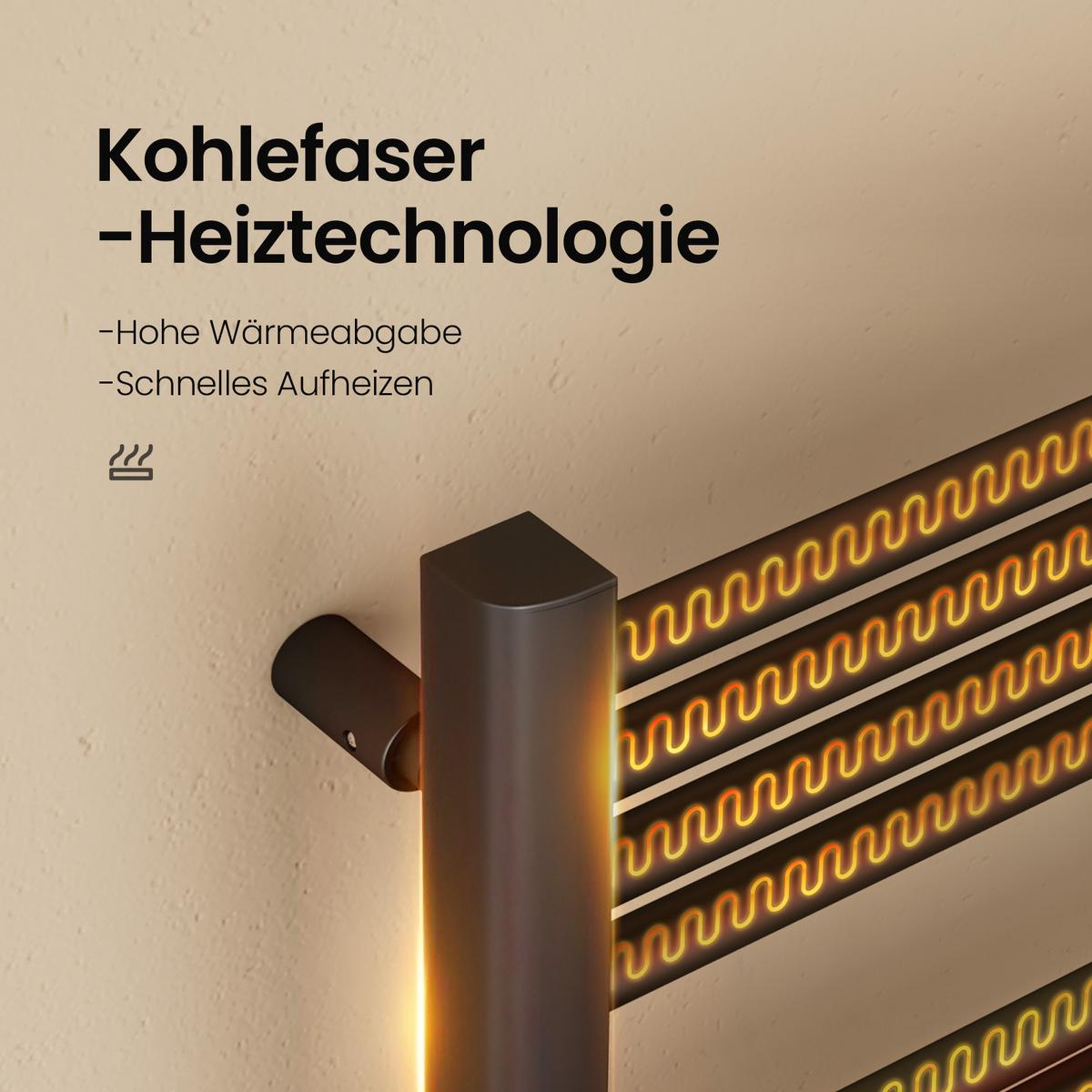 HEIZKÖRPER Elektrischer Handtuchhalter Schwarz 120/40/4,3 cm - Schwarz, Metall (40/120/4.3cm) - EMKE