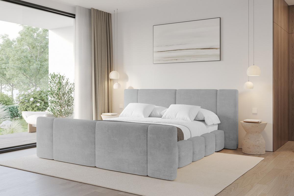 POLSTERBETT mit Bettkasten, Fußteil und Lattenrost, Bett mit Matratze H3/H4 - NILO-Z 140x200 Grau - Grau, Holzwerkstoff/Textil (140/200cm) - ALTDECOR