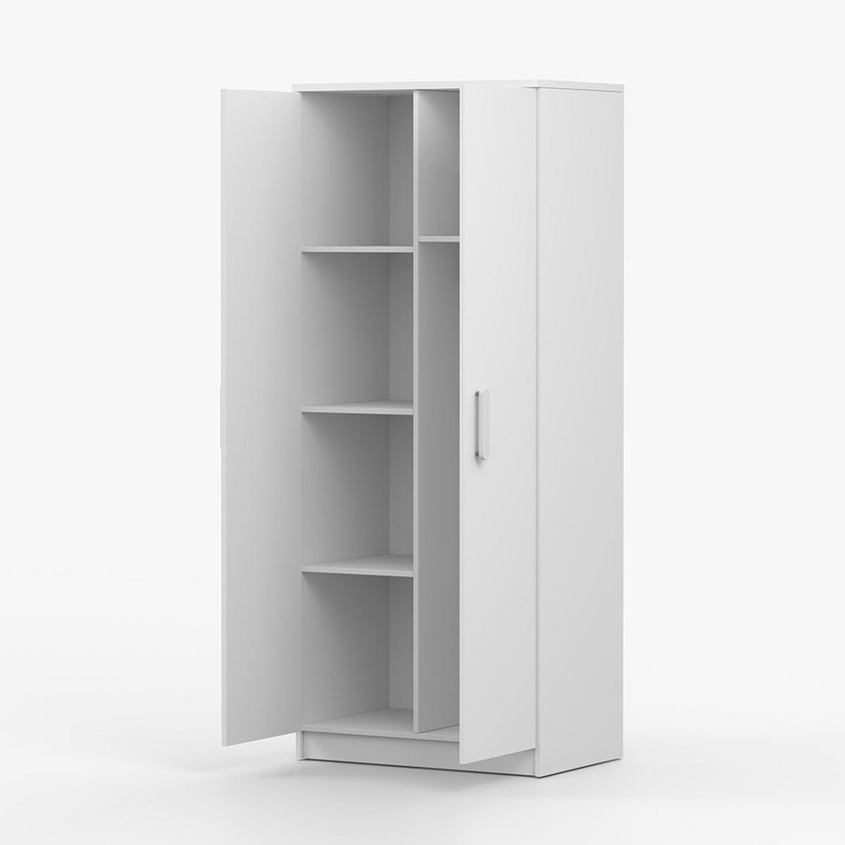 DREHTÜRENSCHRANK 80/192/50 cm 2-türig Jonas I 06 Weiß /Weiß + weiße Griffe - Weiß, Holzwerkstoff (80/192/50cm) - imoebel24