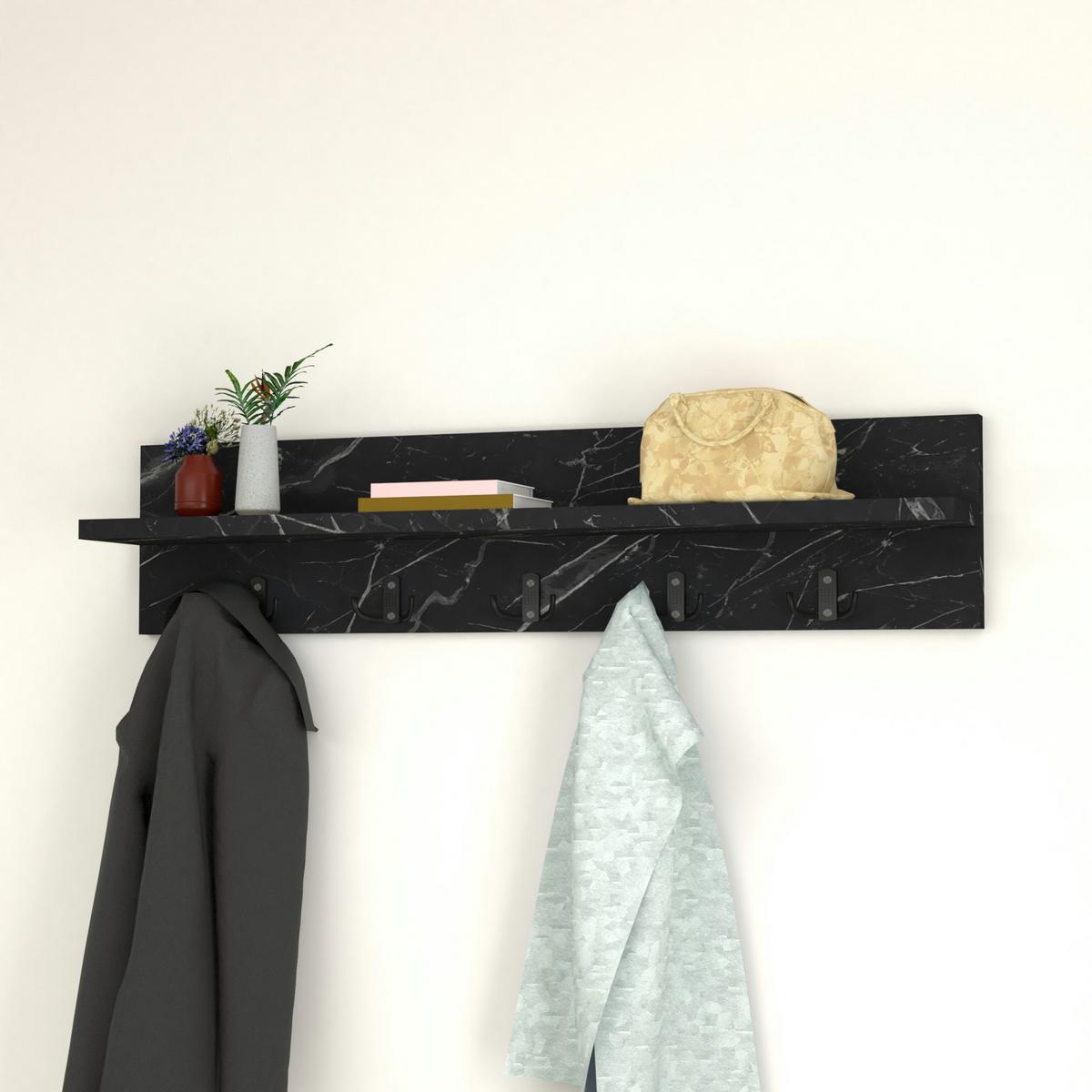 WANDGARDEROBE Hammarö - Schwarz, Holzwerkstoff (80/18/13cm) - [en.casa]