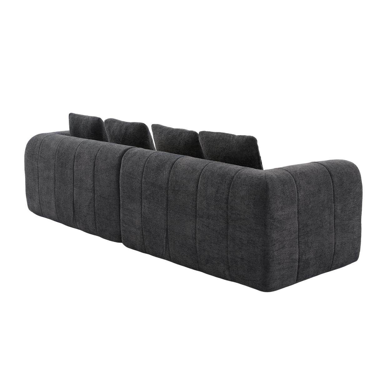 4-SITZER SOFA Modulares Dunkelgrau Samtstoff 260cm Montagefrei - Dunkelgrau, Textil (260/70/95.5cm) - Urban Meuble
