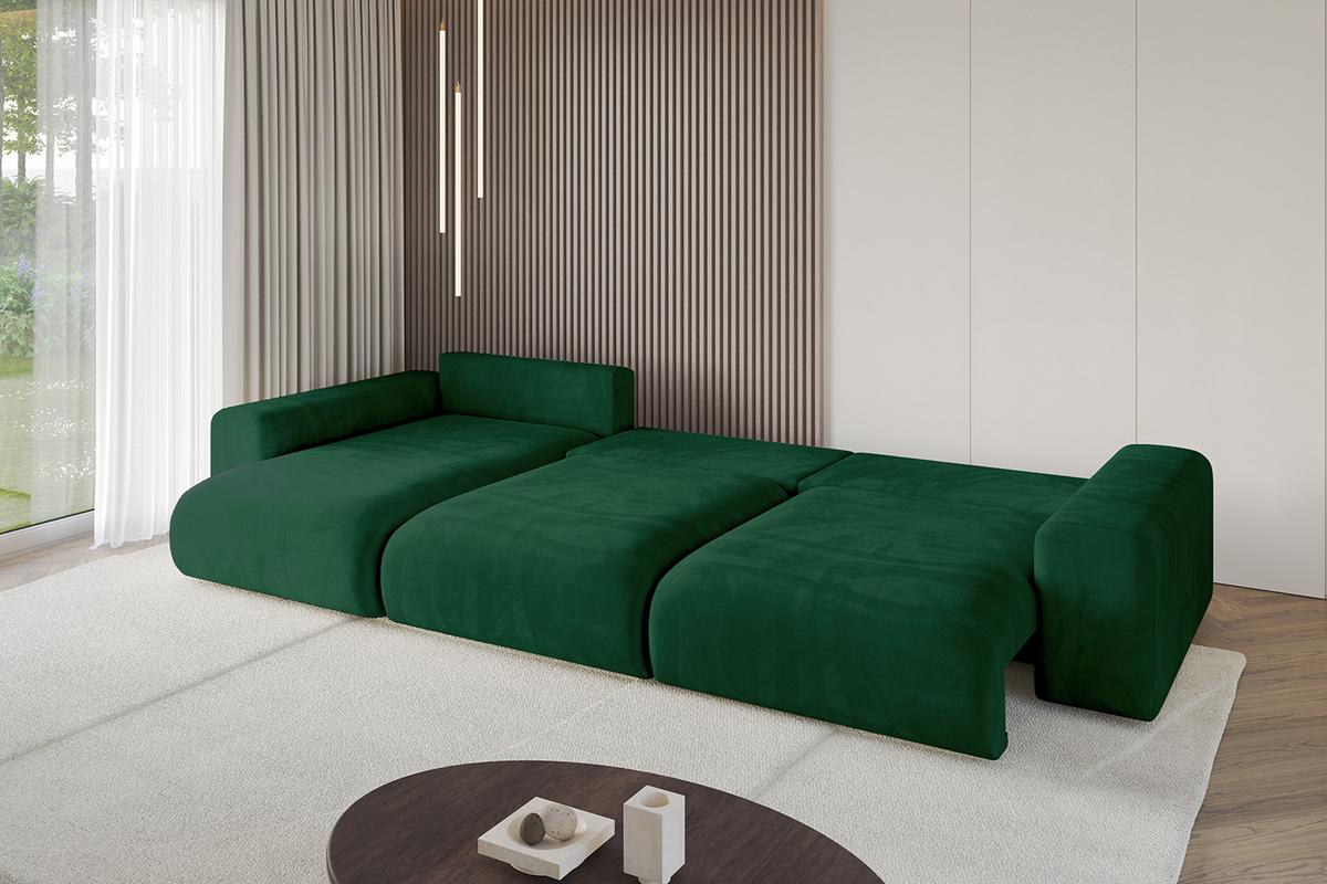 ECKSOFA Ottomane links ESKAR-L2 364x176x72 Dunkelgrün Cord - Dunkelgrün/Schwarz, Holzwerkstoff/Kunststoff (364/176cm) - ALTDECOR