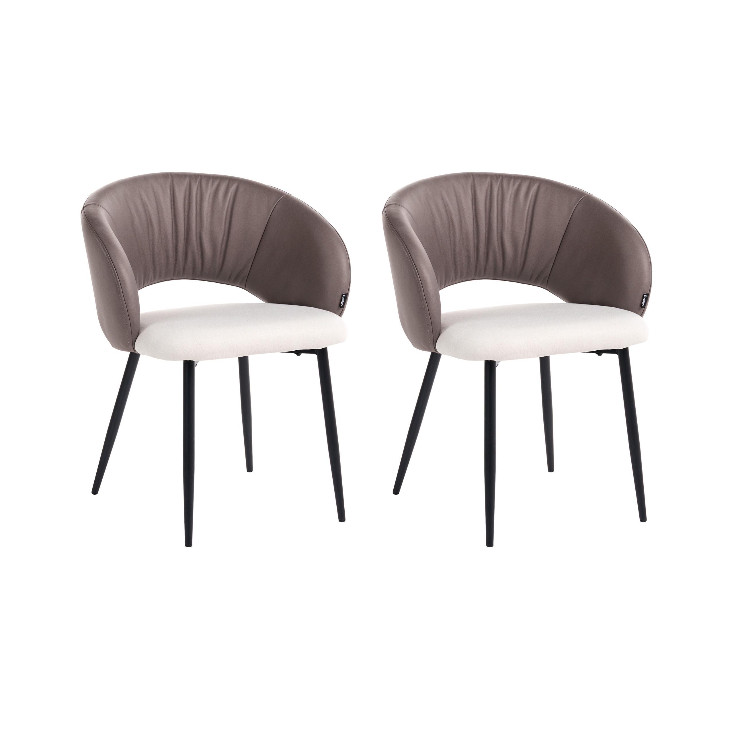 STUHL 2er-Set Stoff Braun/Hellbeige Walla - Beige/Schwarz, Textil (58/77/56cm) - Beliani