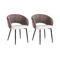 STUHL 2er-Set Stoff Braun/Hellbeige Walla - Beige/Schwarz, Textil (58/77/56cm) - Beliani