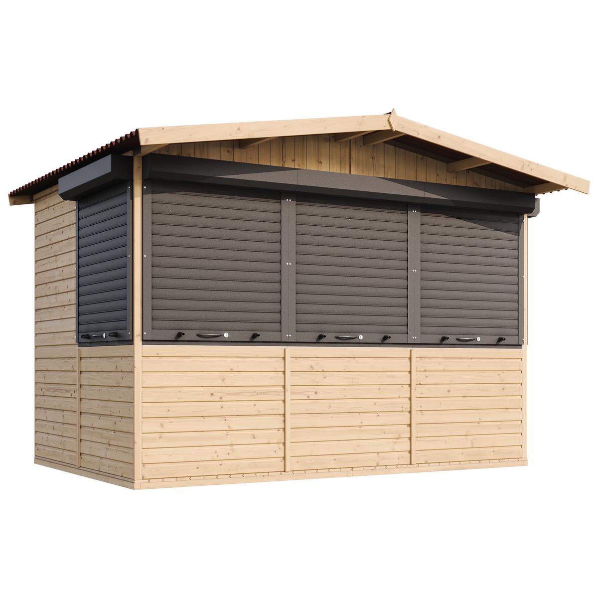 MARKTBUDE Holz M150BZ Gartenhaus, Marktbude Holz - 263 x 336 cm / 6 m² - Beige, Holz (336/232/263cm) - Timbela