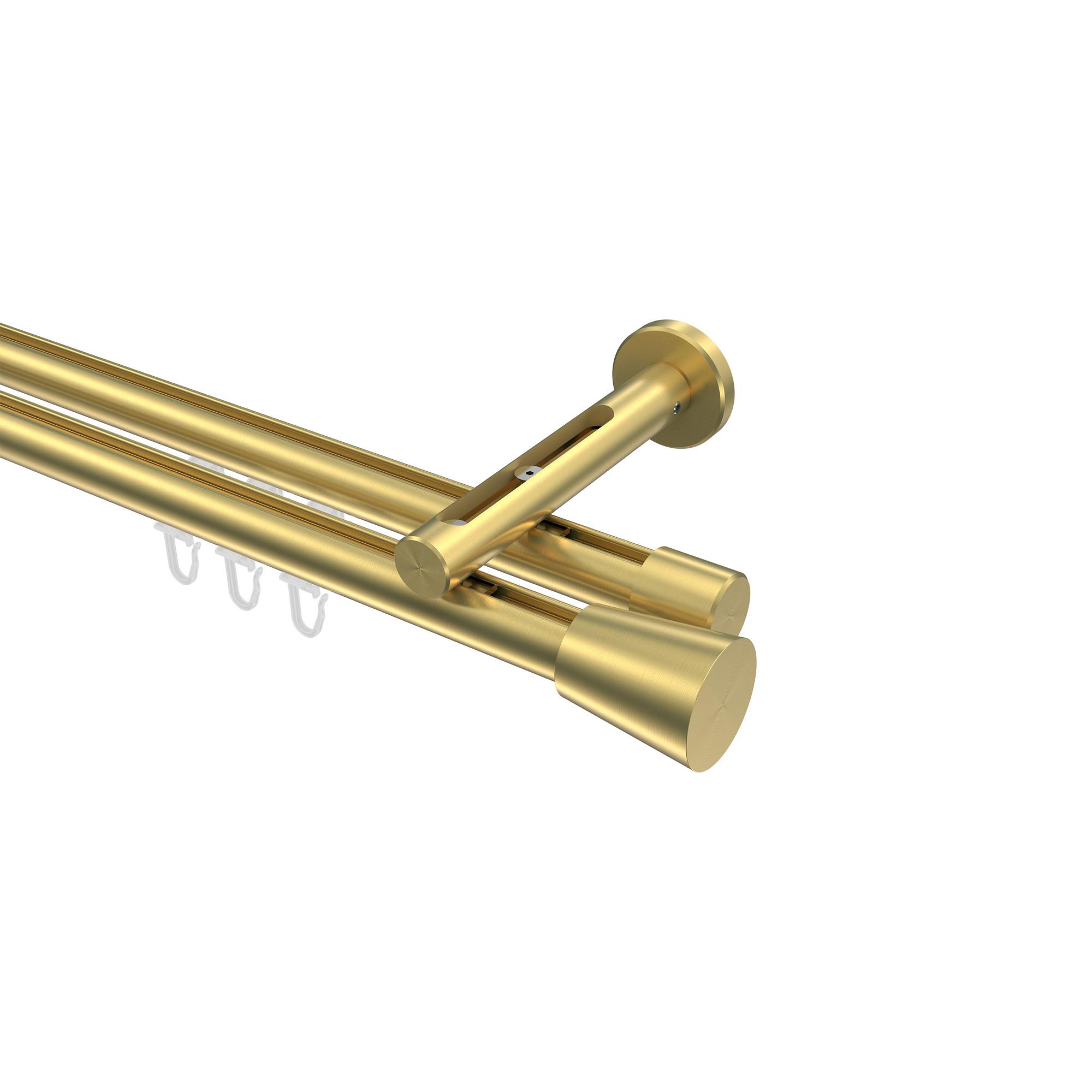GARDINENSTANGE INNENLAUF Siteno Sitra 420 cm (geteilt in 3 x 140 cm), 2-läufig, 20 mm Ø Messing-Optik - Messingfarben, Metall (420cm) - INTERDECO