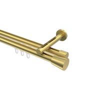GARDINENSTANGE INNENLAUF Siteno Sitra 420 cm (geteilt in 3 x 140 cm), 2-läufig, 20 mm Ø Messing-Optik - Messingfarben, Metall (420cm) - INTERDECO