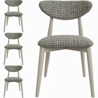 POLSTERSTUHL Mallow – 4er Set – Kaschmirfarbene Holzbeine – Weiche Sitzfläche und Rückenlehne – Grau Webstoff - Kaschmir/Grau, Holz/Textil (53/79/49cm) - WFL GROUP