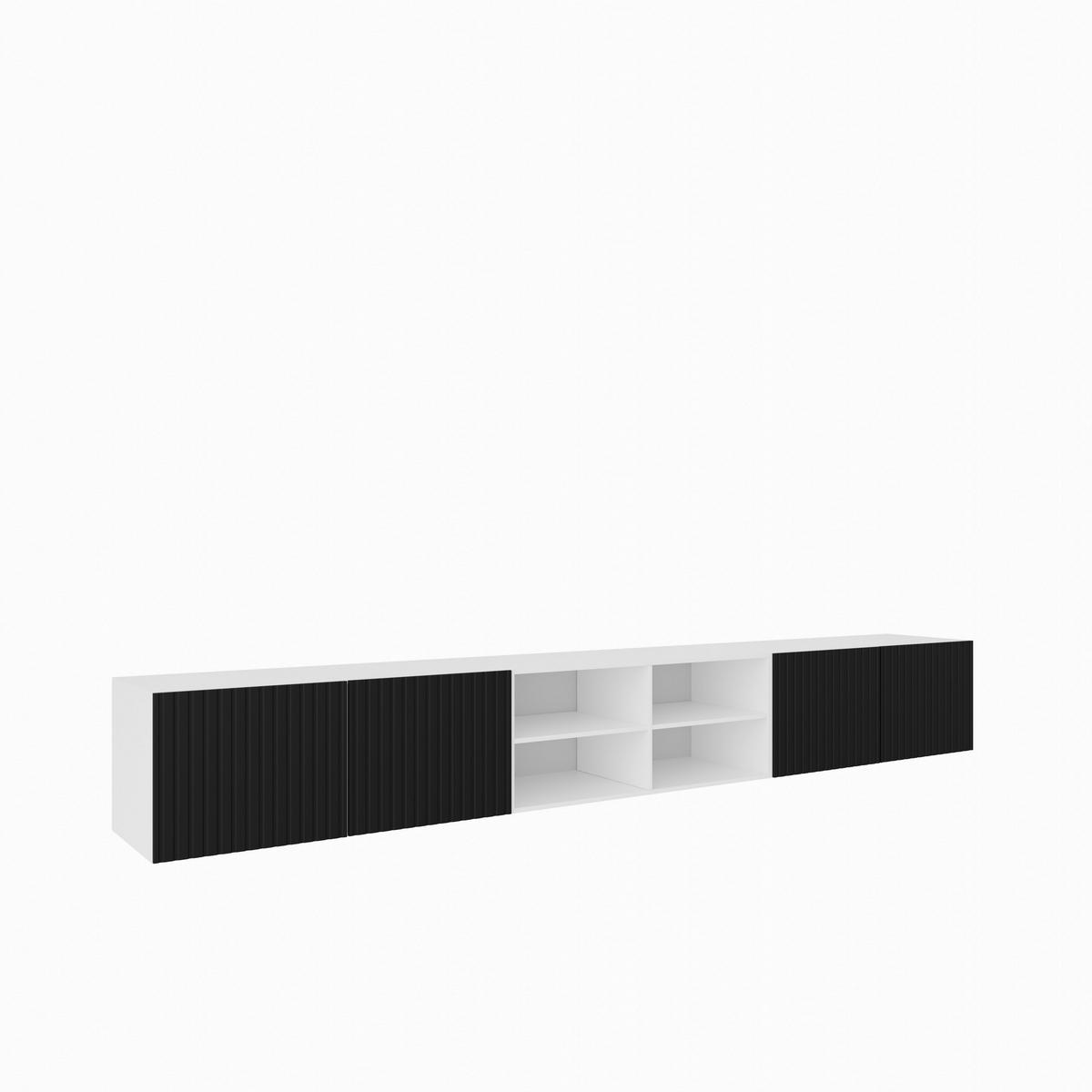LOWBOARD LIVO 300/41/40 cm, Hängender TV-Schrank Weiß / Schwarz - Schwarz/Weiß, Holzwerkstoff (300/41/40cm) - MASSENO